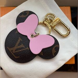 Fashion/Novelty LV Monogram Minnie Mouse & Pink Bow Bag Charm or Keychain